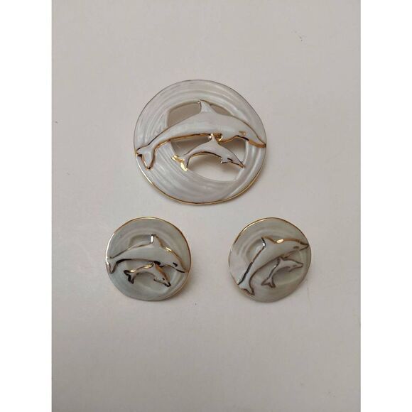 Brooch and Earrings Set 3 pc - Picture 1 of 5